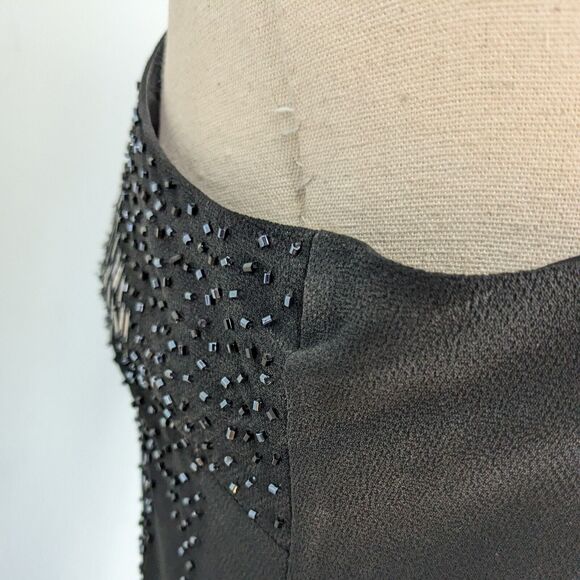 Vintage Maxi Dress Prom Gown Slip Beaded 90S Y2K Cachet Black Silver Formal 6 - Picture 11 of 11